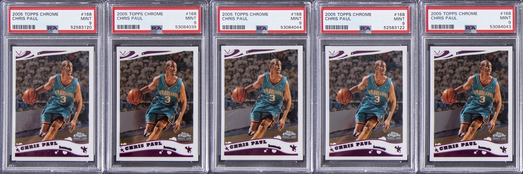 2005-06 Topps Chrome #168 Chris Paul Rookie Card Collection (5 Different) - PSA MINT 9